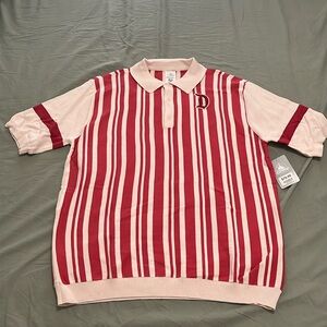 Disneyland Vintage Style 3 Button Up Polo Top Red/White